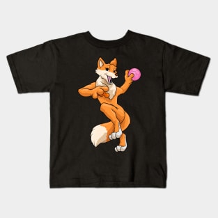 Funny foxis playing handball Kids T-Shirt